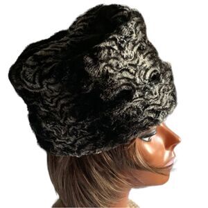 Pandemonium of Seattle Cuffed Pillbox Faux Fur Hat